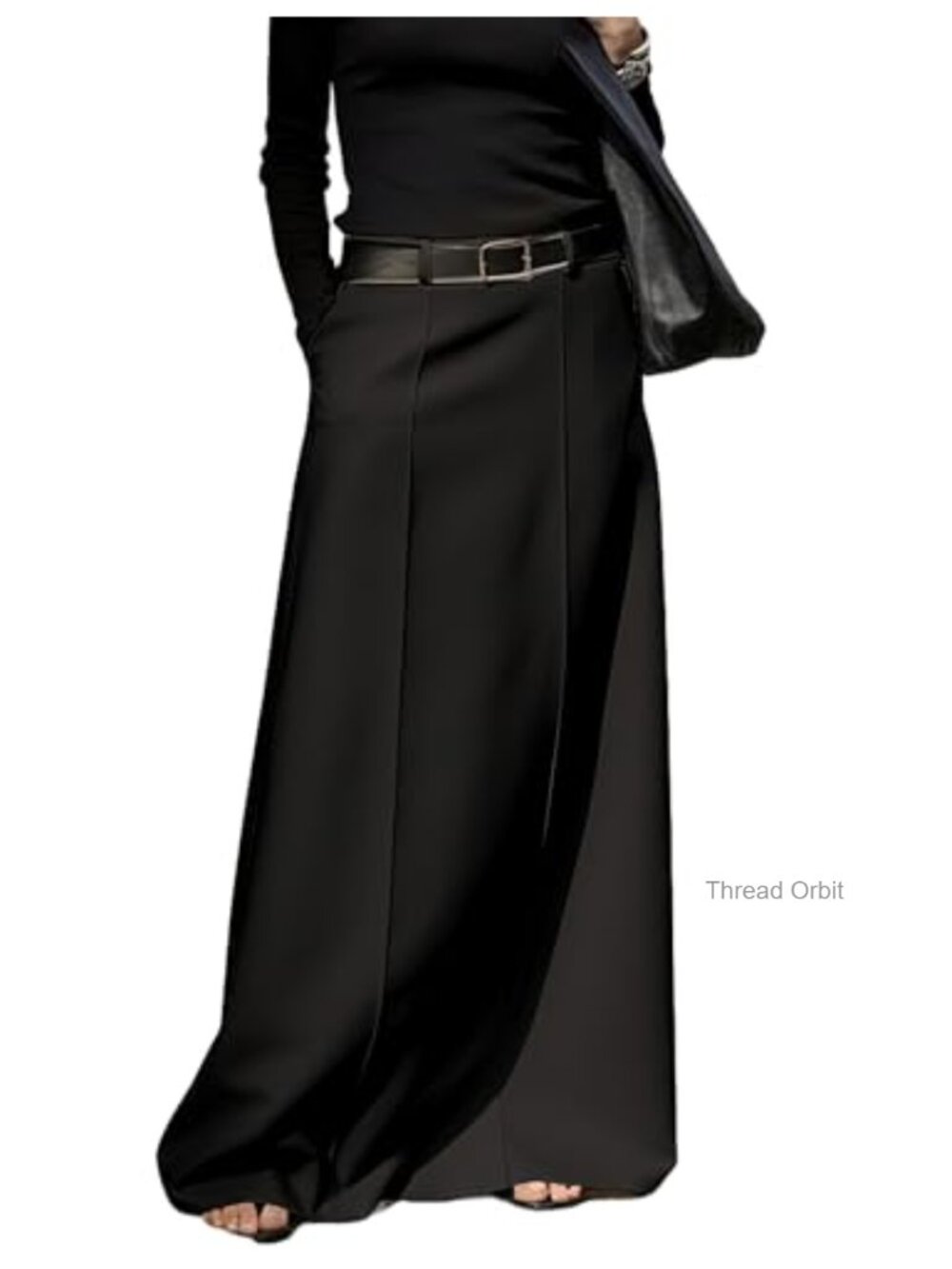 Women's High Waist Long Maxi Skirt H-Line Straight Pencil Skirt with Pockets
